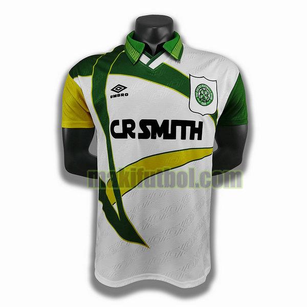 camisetas celtic 1993 1995 segunda player blanco verde