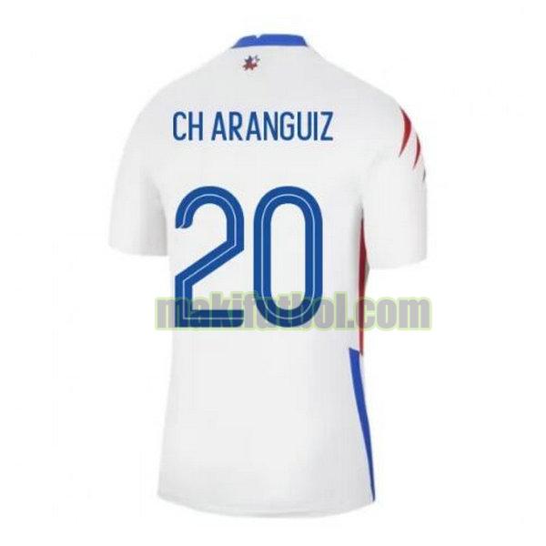 camisetas chile 2020-2021 segunda ch aranguiz 20 blanco