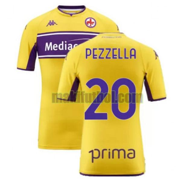 camisetas fiorentina 2021 2022 tercera pezzella 20 amarillo