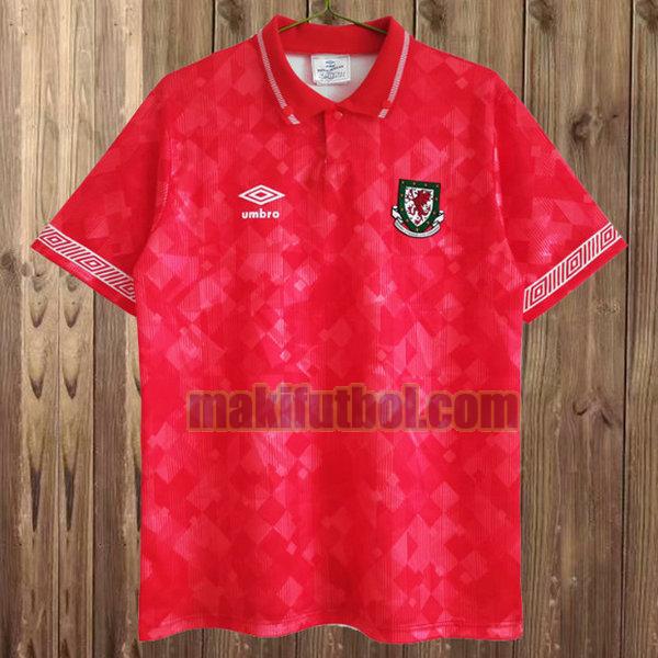 camisetas galles 1990-1992 primera rojo