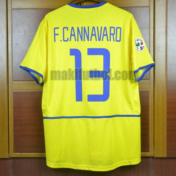 camisetas inter milan 2002-2003 segunda f.cannavaro 13 amarillo