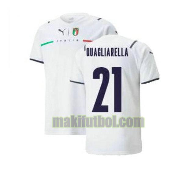 camisetas italia 2021 2022 segunda quagliarella 21 blanco