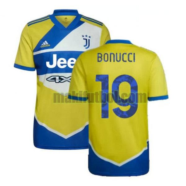 camisetas juventus 2021 2022 tercera bonucci 19 amarillo azul