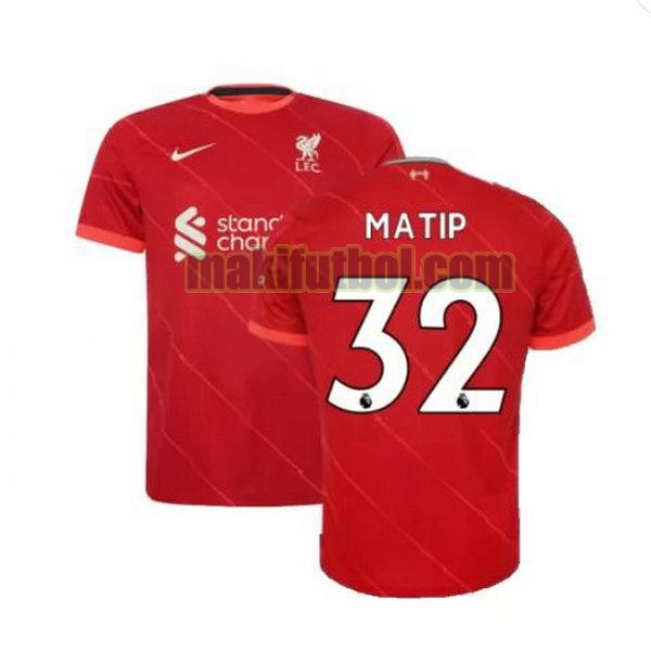 camisetas liverpool 2021 2022 primera matip 32 rojo