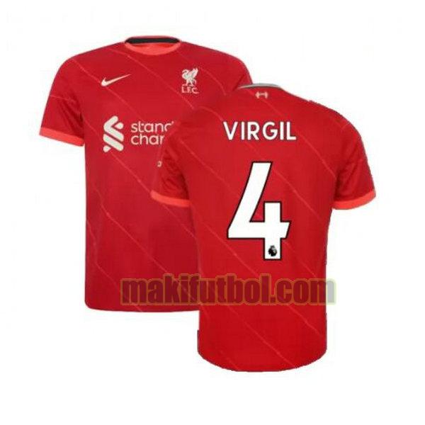 camisetas liverpool 2021 2022 primera virgil 4 rojo