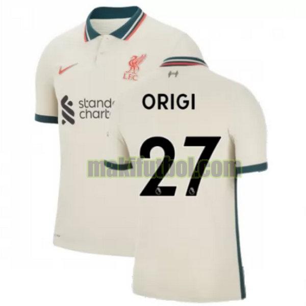camisetas liverpool 2021 2022 segunda origi 27 amarillo