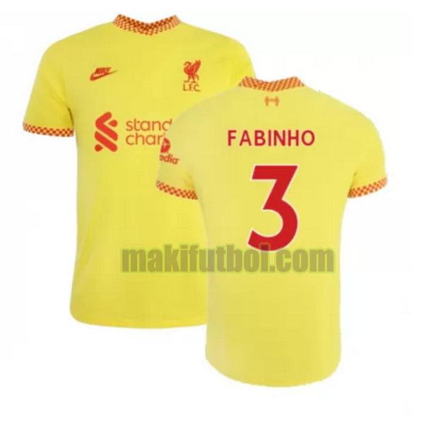 camisetas liverpool 2021 2022 tercera fabinho 3 amarillo