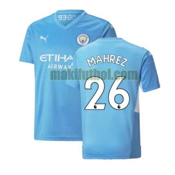 camisetas manchester city 2021 2022 primera mahrez 26 azul