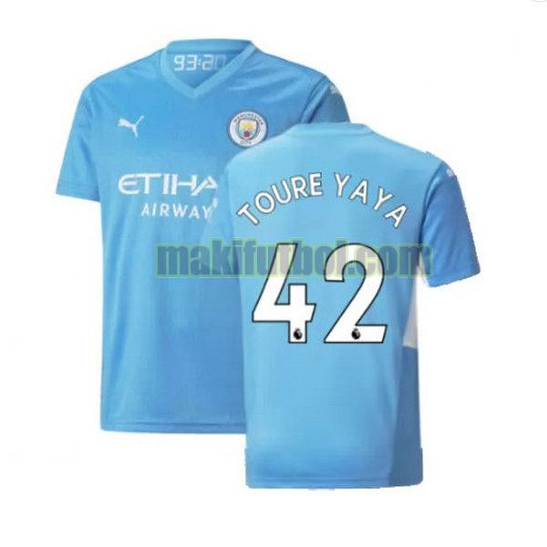 camisetas manchester city 2021 2022 primera toure yaya 42 azul
