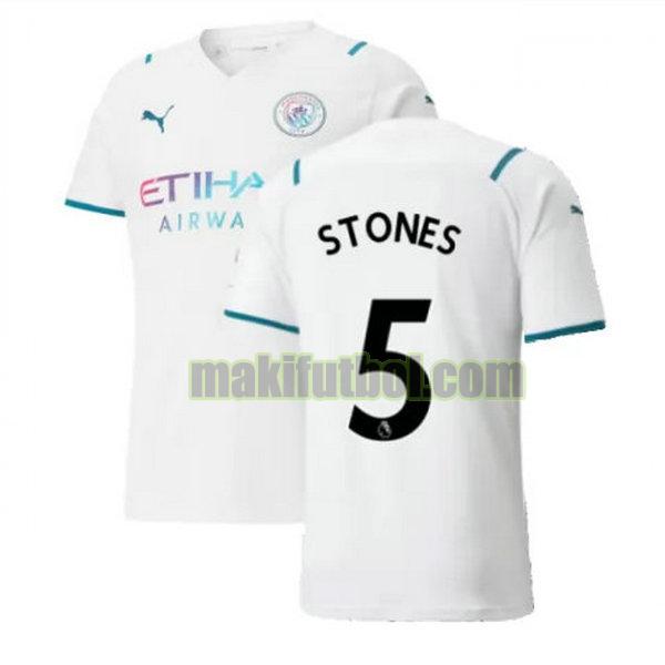 camisetas manchester city 2021 2022 segunda stones 5 blanco