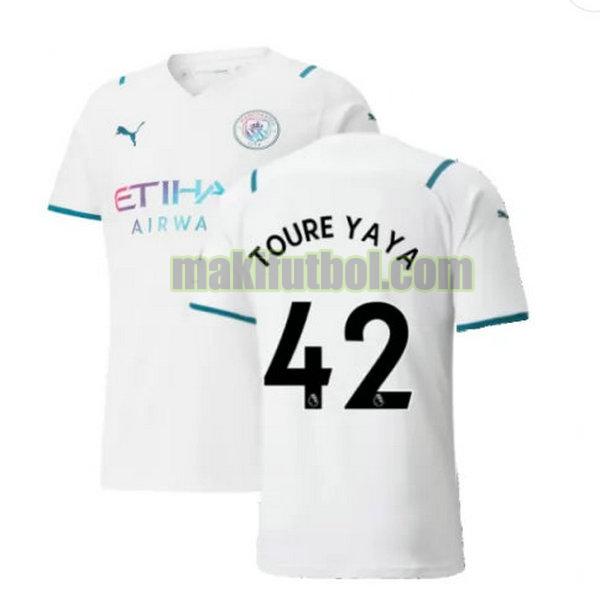 camisetas manchester city 2021 2022 segunda toure yaya 42 blanco