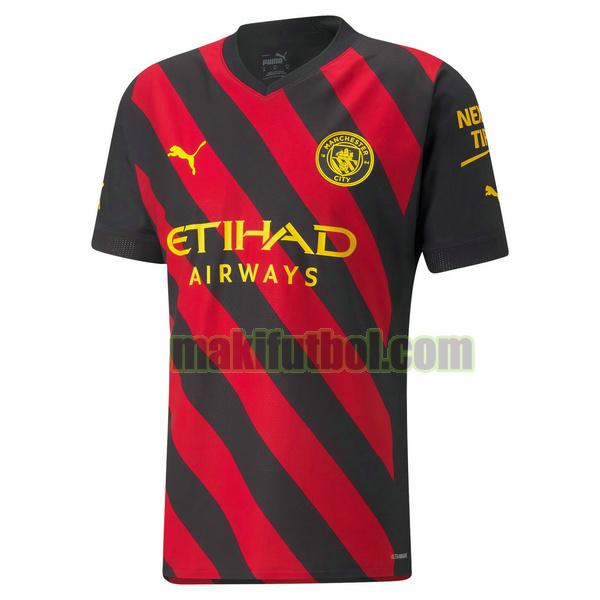camisetas manchester city 2022 2023 segunda negro rojo