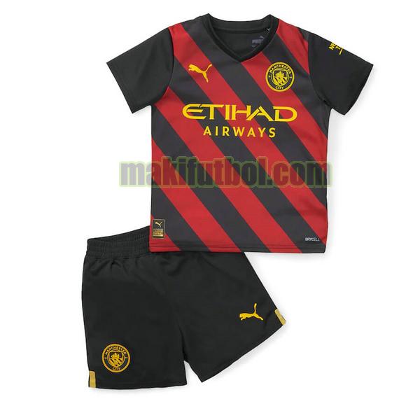 camisetas manchester city niño 2022 2023 segunda negro rojo