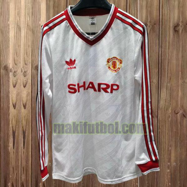 camisetas manchester united 1986-1988 segunda ml blanco