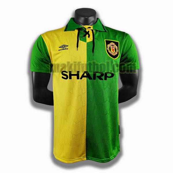 camisetas manchester united 1992 segunda player amarillo verde