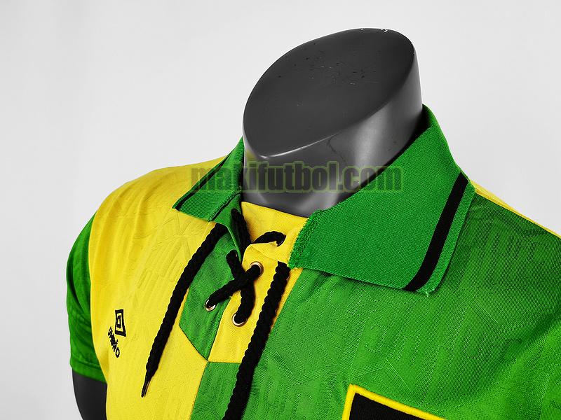 camisetas manchester united 1992 segunda player amarillo verde