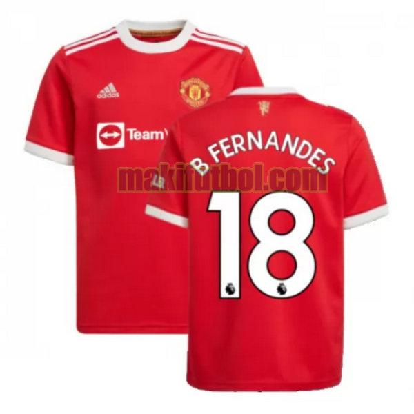 camisetas manchester united 2021 2022 primera b fernandes 18 rojo