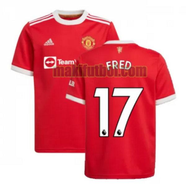 camisetas manchester united 2021 2022 primera fred 17 rojo