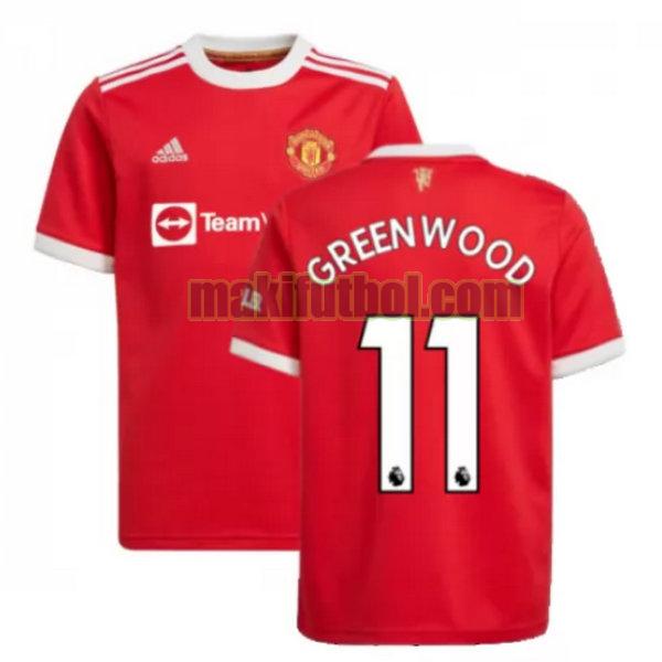camisetas manchester united 2021 2022 primera greenwood 11 rojo