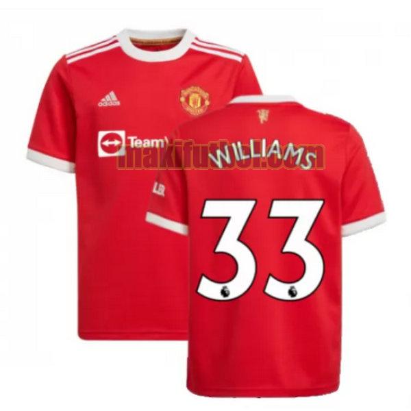 camisetas manchester united 2021 2022 primera williams 33 rojo