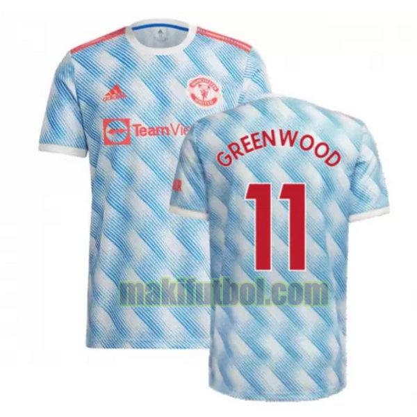 camisetas manchester united 2021 2022 segunda greenwood 11 azul