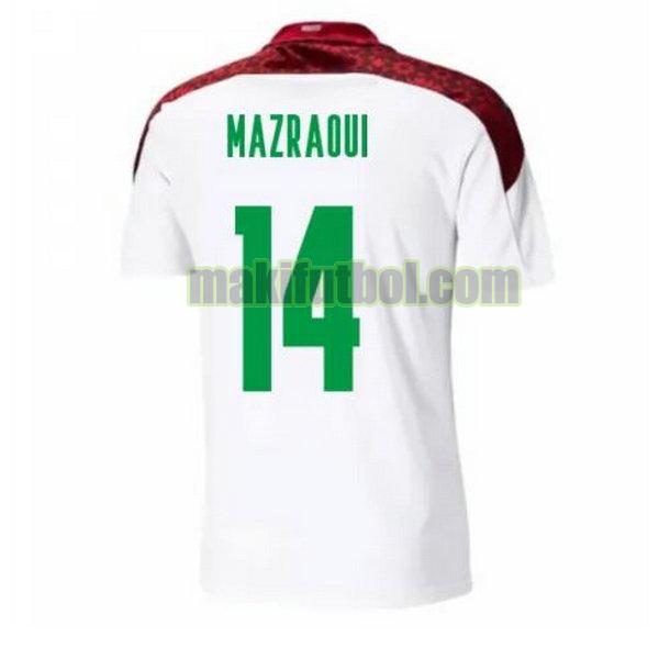 camisetas marruecos 2020-2021 segunda mazraoui 14 blanco