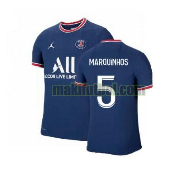camisetas paris saint-germain 2021 2022 primera marquinhos 5 azul