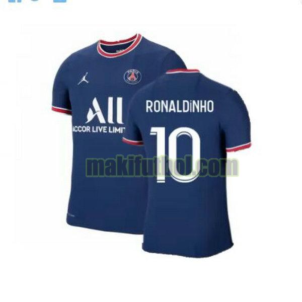 camisetas paris saint-germain 2021 2022 primera ronaldinho 10 azul