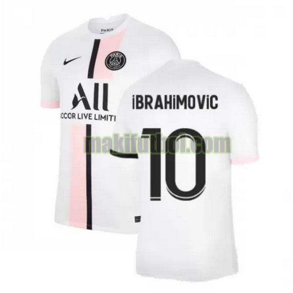 camisetas paris saint-germain 2021 2022 segunda ibrahimovic 10 blanco