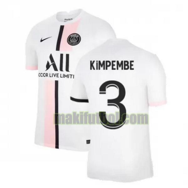 camisetas paris saint-germain 2021 2022 segunda kimpembe 3 blanco