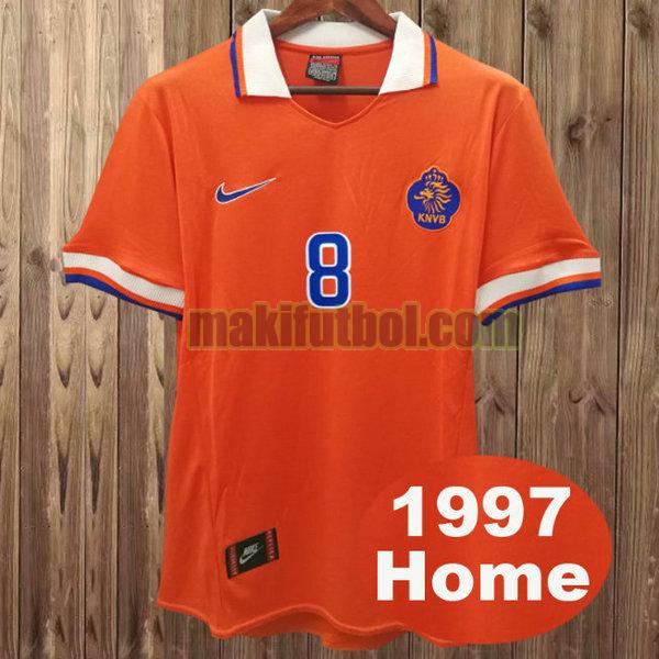 camisetas países bajos 1997 primera bergkamp 8 naranja