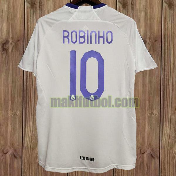 camisetas real madrid 2007-2008 primera robinho 10 blanco