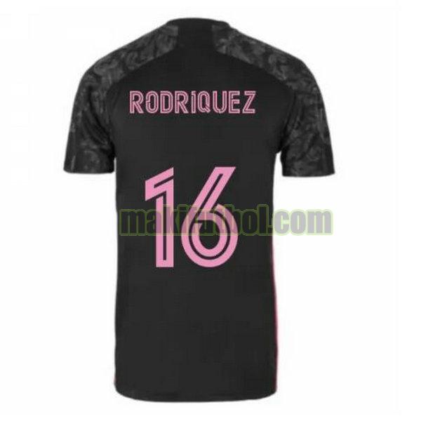camisetas real madrid 2020-2021 tercera rodriquez 16 negro