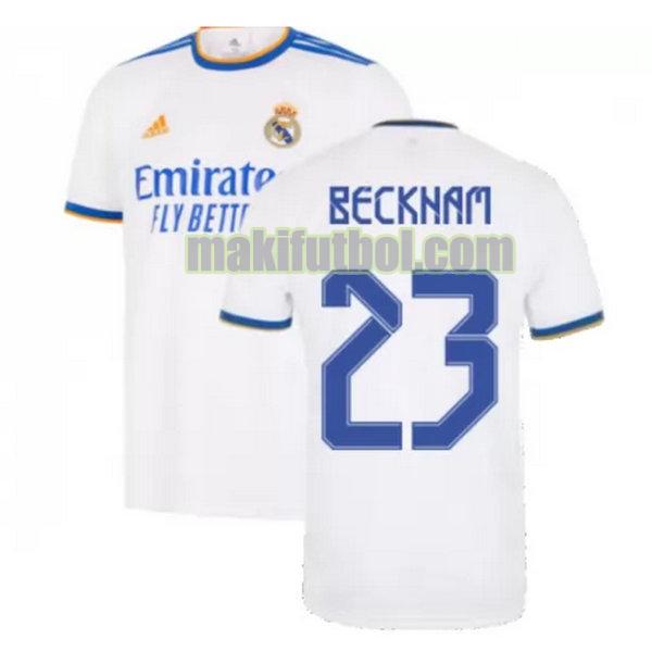 camisetas real madrid 2021 2022 primera beckham 23 blanco