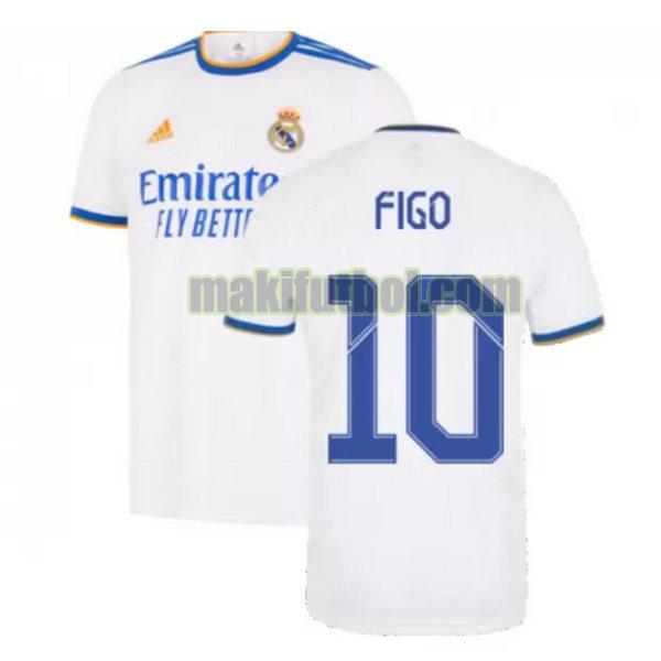 camisetas real madrid 2021 2022 primera figo 10 blanco