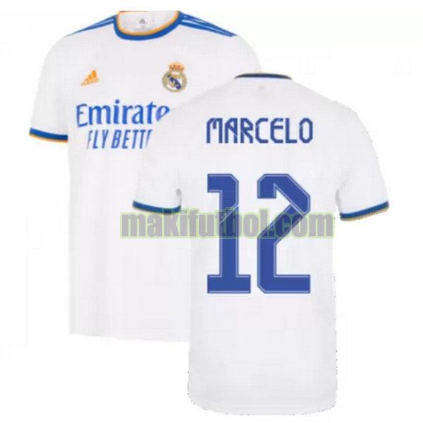 camisetas real madrid 2021 2022 primera marcelo 12 blanco