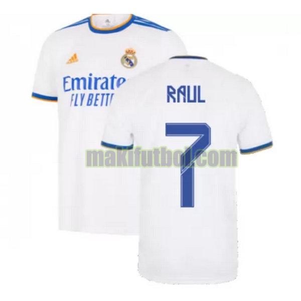 camisetas real madrid 2021 2022 primera raul 7 blanco