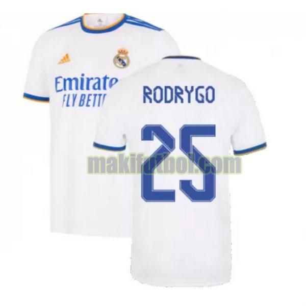 camisetas real madrid 2021 2022 primera rodrygo 25 blanco