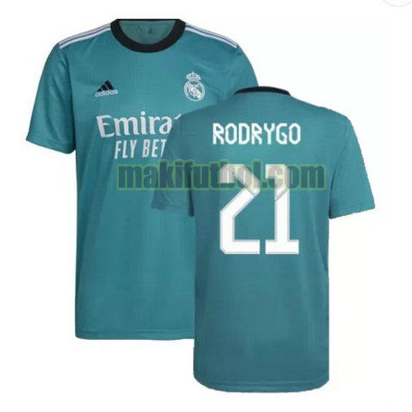 camisetas real madrid 2021 2022 tercera rodrygo 21 verde