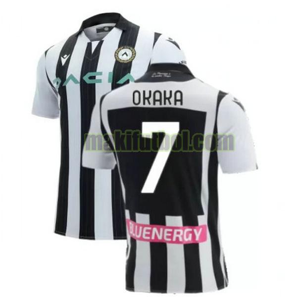 camisetas udinese calcio 2021 2022 primera okaka 7 negro blanco