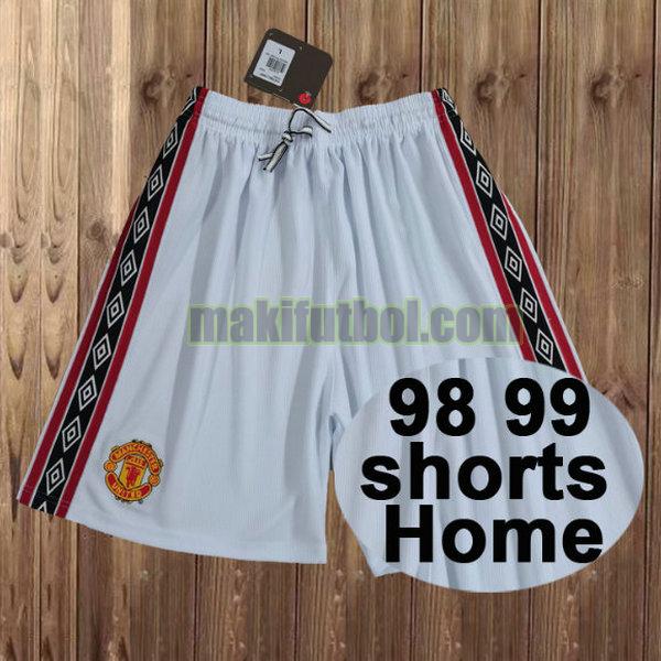 pantalones cortos manchester united 1998-1999 primera blanco